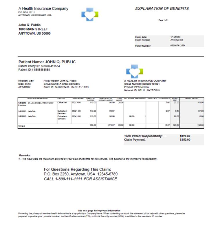 What Does an EOB Statement Look Like? - Patient Advocate Foundation